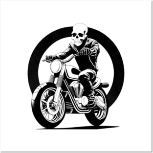 a skull rider on a motorbike Posters and Art